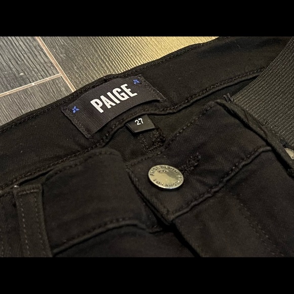 NEW Paige 27 Ultra Skinny Black Shadow maternity ankle jeans - Picture 1 of 4